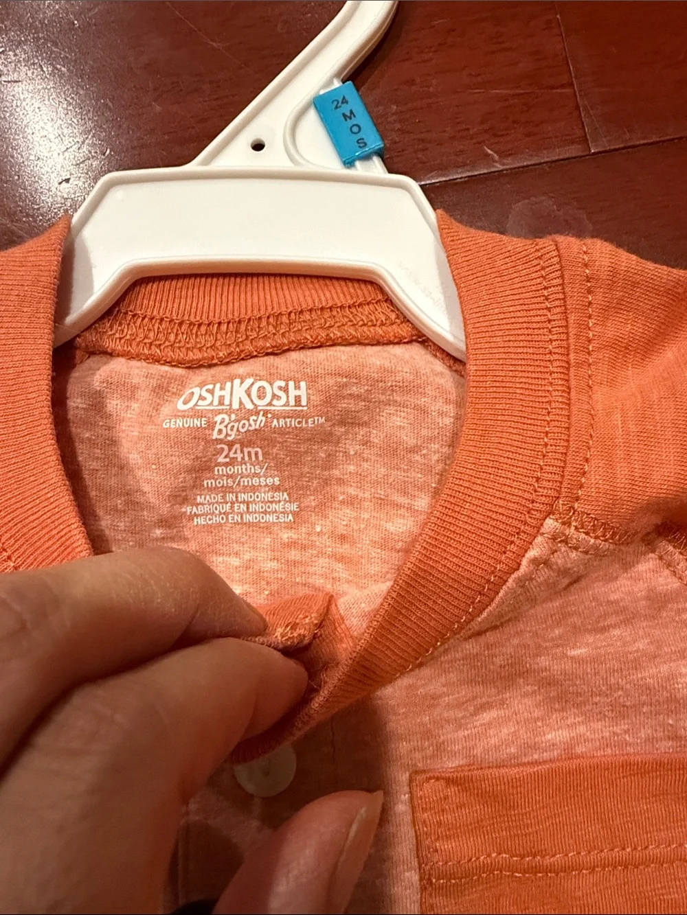 OshKosh B'gosh Two-Tone Orange Long-Sleeve Henley Pocket Tee